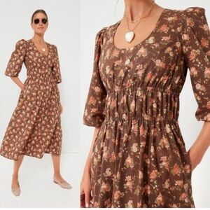 NEW Tuckernuck Rosewood Chintz Marlena Floral Brown Dress size XS , XL